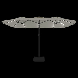 Doppel Sonnenschirm LED Sandweiß 449x265 cm