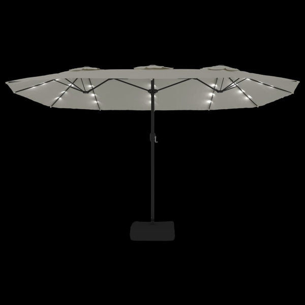 Doppel Sonnenschirm LED Sandweiß 449x265 cm