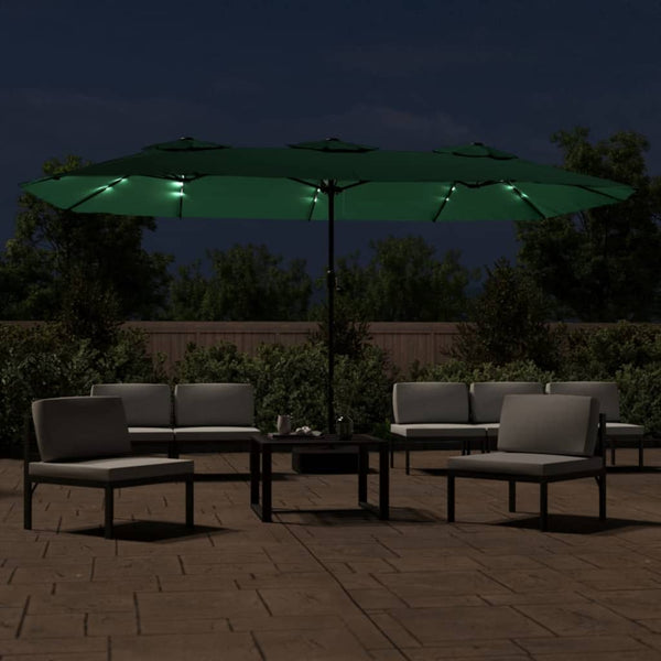 Doppel Sonnenschirm LED Grün 449x265 cm