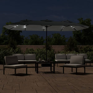 Doppel-Sonnenschirm mit LED Anthrazit 449x265 cm