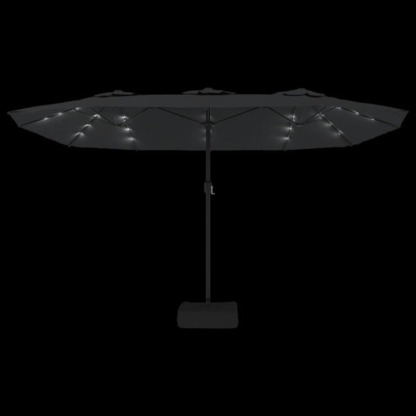 Doppel-Sonnenschirm mit LED Anthrazit 449x265 cm