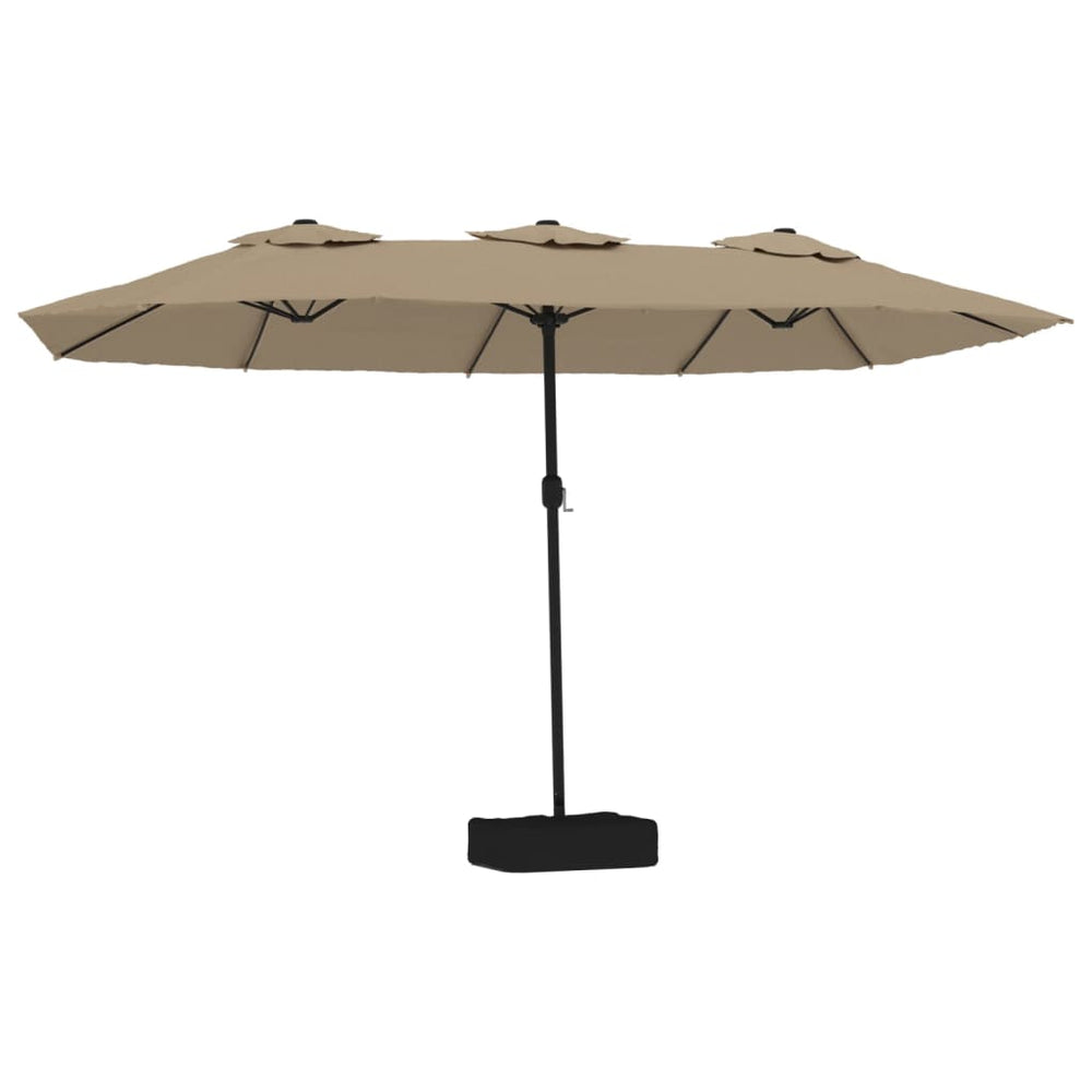 Doppel-Sonnenschirm mit LED Taupe 449x265 cm