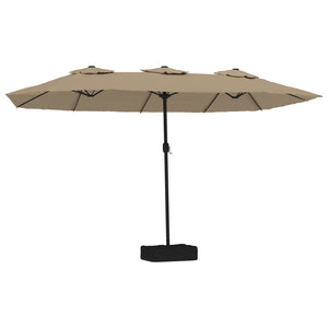 Doppel-Sonnenschirm mit LED Taupe 449x265 cm