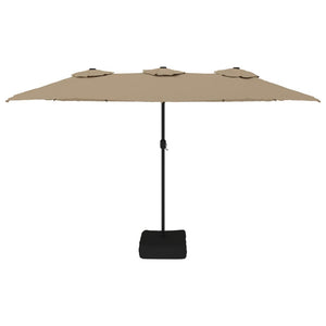 Doppel-Sonnenschirm mit LED Taupe 449x265 cm
