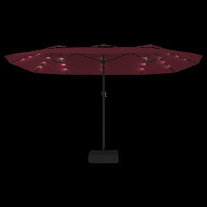 vidaXL Parasol double avec lumières LED Rouge bordeaux 449x265 cm