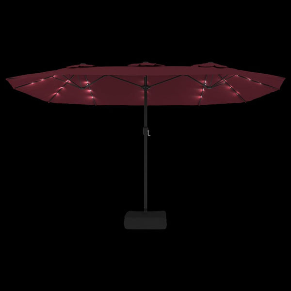 vidaXL Parasol double avec lumières LED Rouge bordeaux 449x265 cm