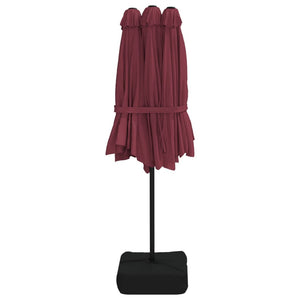 vidaXL Parasol double avec lumières LED Rouge bordeaux 449x265 cm
