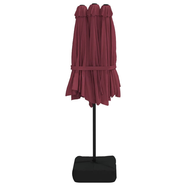 vidaXL Parasol double avec lumières LED Rouge bordeaux 449x265 cm