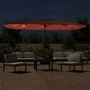 vidaXL Double parasol avec lumières LED Rouge terre cuite 449x265 cm