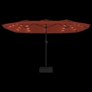 vidaXL Double parasol avec lumières LED Rouge terre cuite 449x265 cm