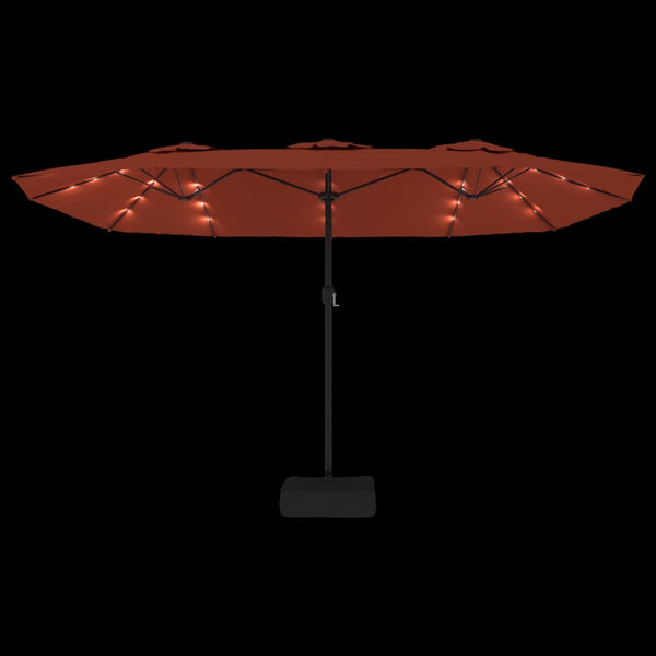 vidaXL Double parasol avec lumières LED Rouge terre cuite 449x265 cm