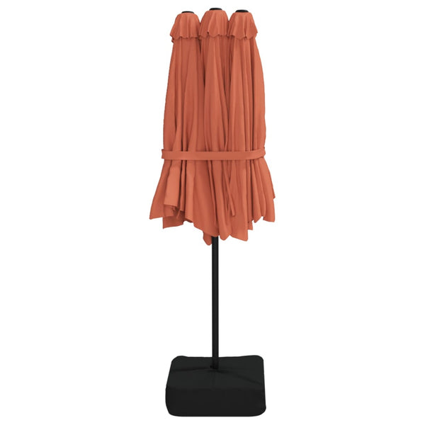 vidaXL Double parasol avec lumières LED Rouge terre cuite 449x265 cm