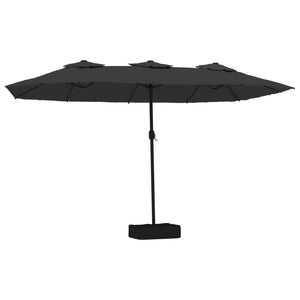Doppel Sonnenschirm mit LED Schwarz 449x265 cm