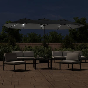 Doppel Sonnenschirm mit LED Schwarz 449x265 cm
