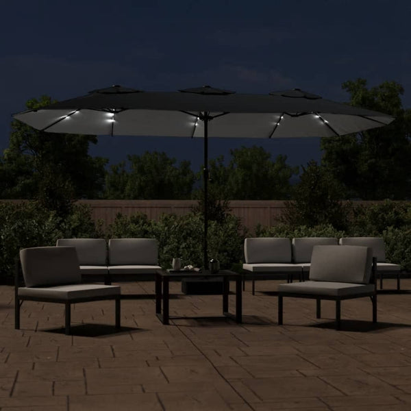 Doppel Sonnenschirm mit LED Schwarz 449x265 cm