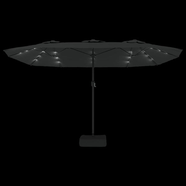 Doppel Sonnenschirm mit LED Schwarz 449x265 cm