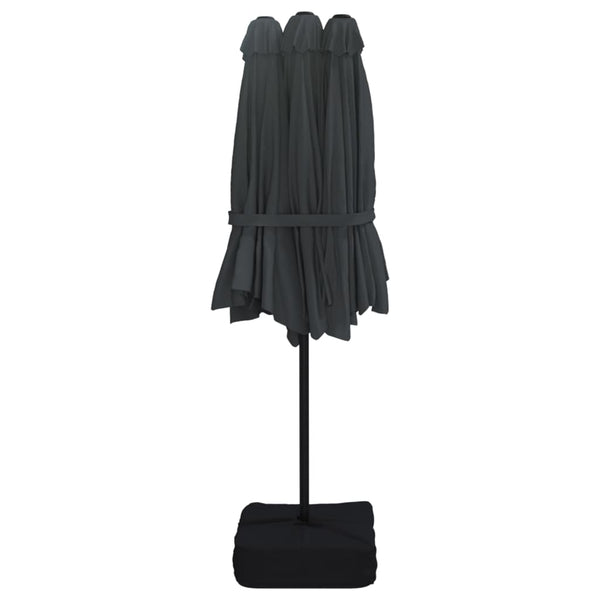Doppel Sonnenschirm mit LED Schwarz 449x265 cm