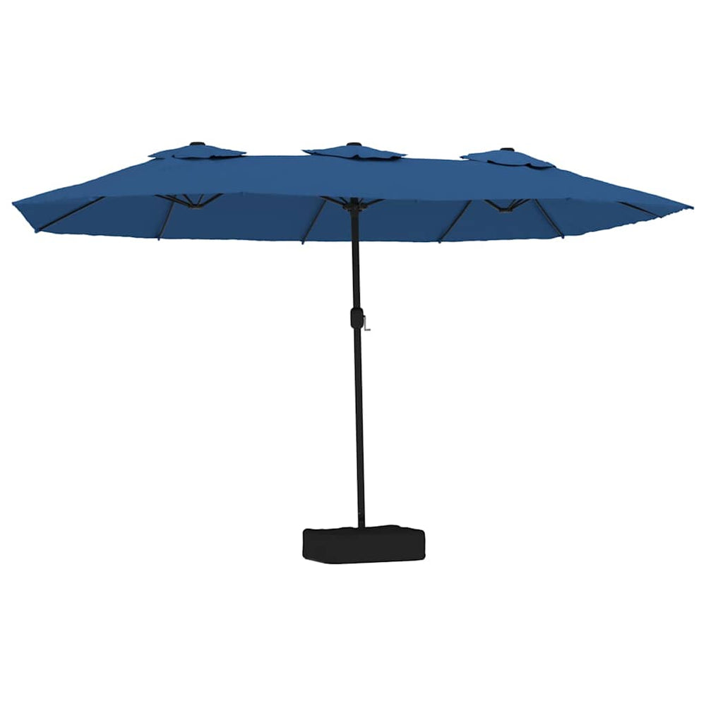 Doppel-Sonnenschirm mit LED Azurblau 449cm
