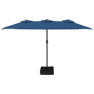 Doppel-Sonnenschirm mit LED Azurblau 449cm