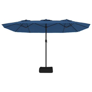Doppel-Sonnenschirm mit LED Azurblau 449cm