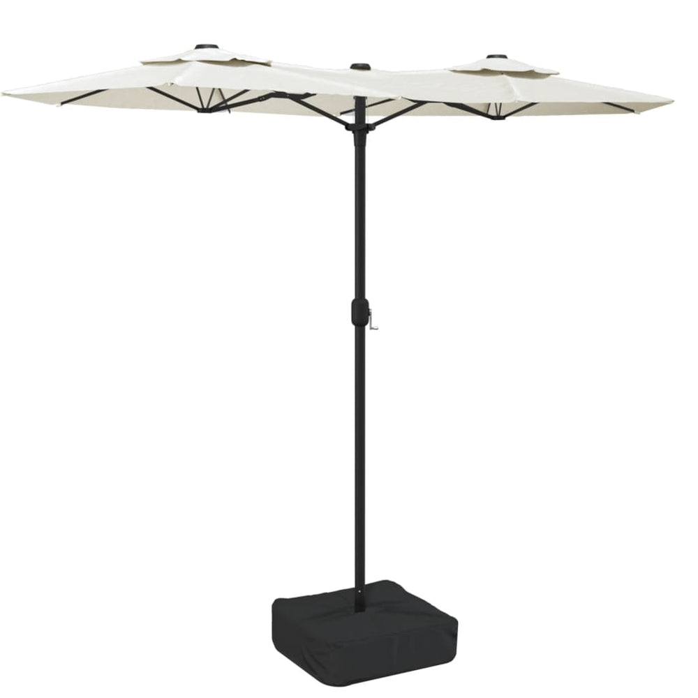 Doppel Sonnenschirm LED Sandweiß 316x145 cm