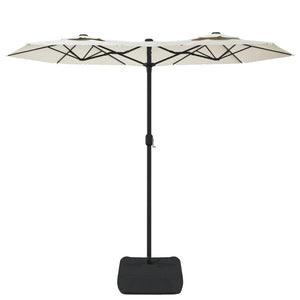 Doppel Sonnenschirm LED Sandweiß 316x145 cm