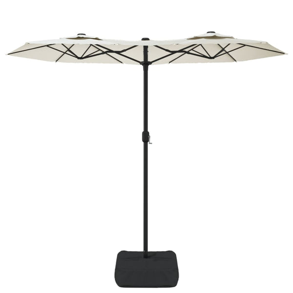 Doppel Sonnenschirm LED Sandweiß 316x145 cm