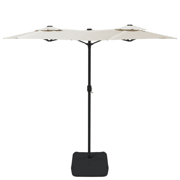 Doppel Sonnenschirm LED Sandweiß 316x145 cm