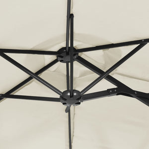 Doppel Sonnenschirm LED Sandweiß 316x145 cm