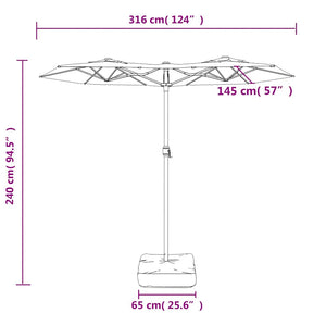 Doppel Sonnenschirm LED Grün 316x145 cm