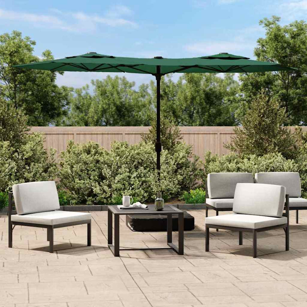 Doppel Sonnenschirm LED Grün 316x145 cm