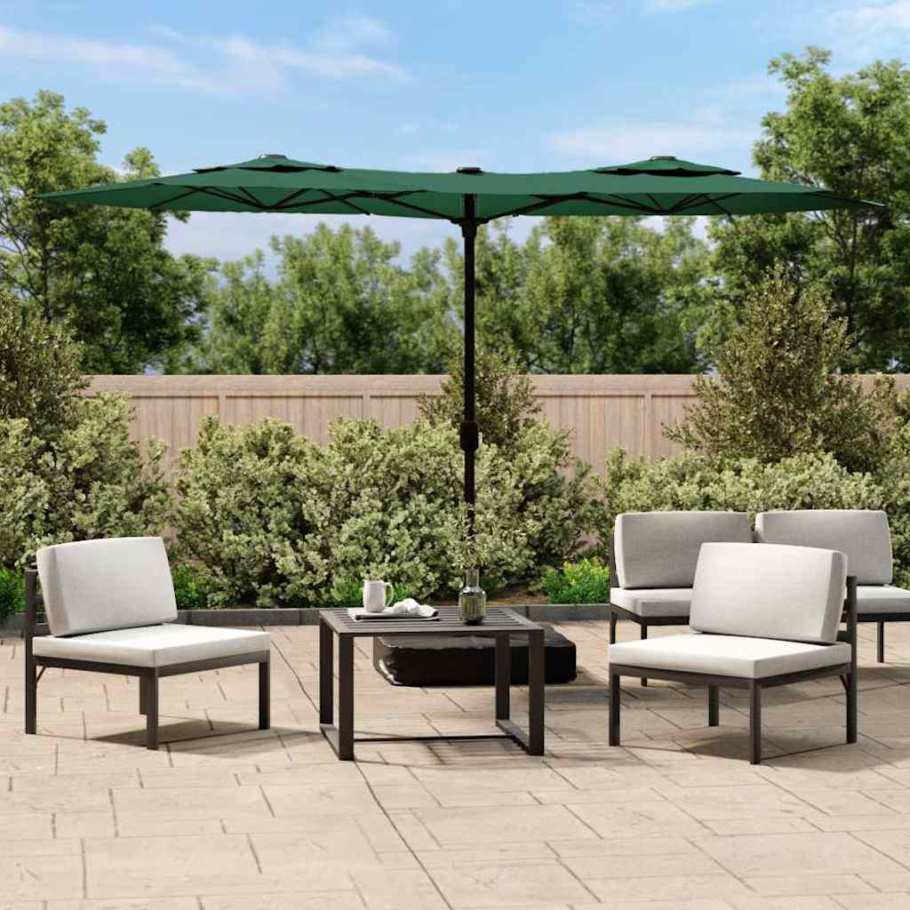 Doppel Sonnenschirm LED Grün 316x145 cm