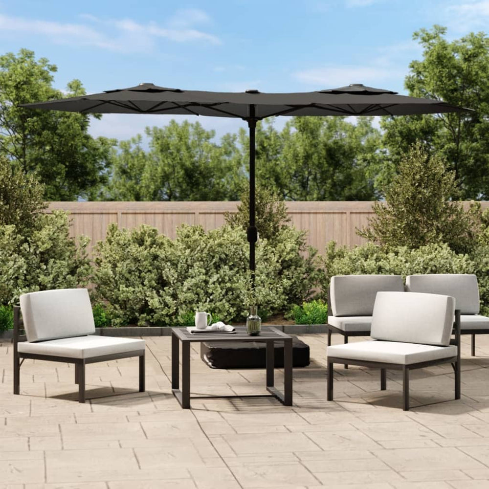Doppel Sonnenschirm LED Anthrazit 316x145 cm