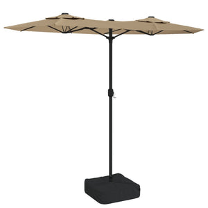 Doppel Sonnenschirm mit LED Taupe 316x145 cm