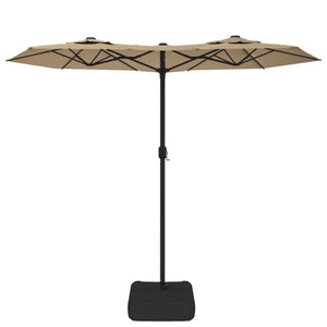 Doppel Sonnenschirm mit LED Taupe 316x145 cm