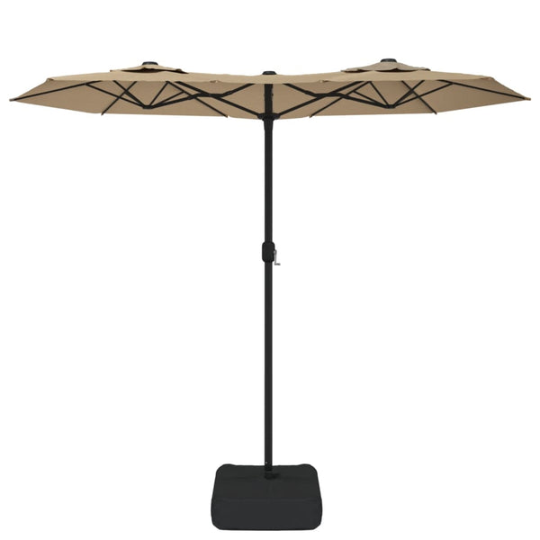Doppel Sonnenschirm mit LED Taupe 316x145 cm