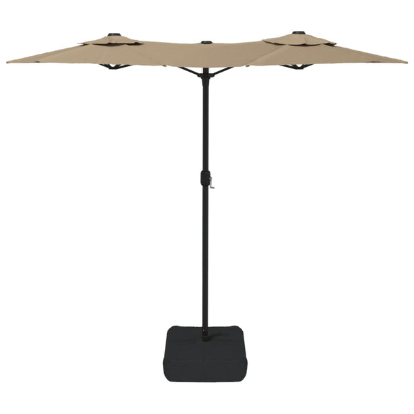 Doppel Sonnenschirm mit LED Taupe 316x145 cm