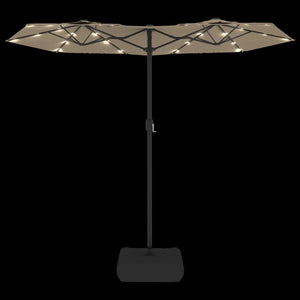 Doppel Sonnenschirm mit LED Taupe 316x145 cm