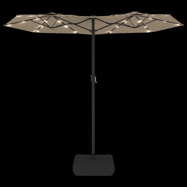 Doppel Sonnenschirm mit LED Taupe 316x145 cm