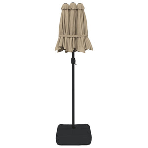 Doppel Sonnenschirm mit LED Taupe 316x145 cm