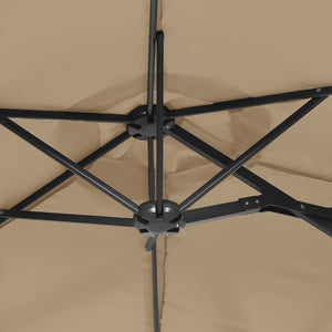Doppel Sonnenschirm mit LED Taupe 316x145 cm