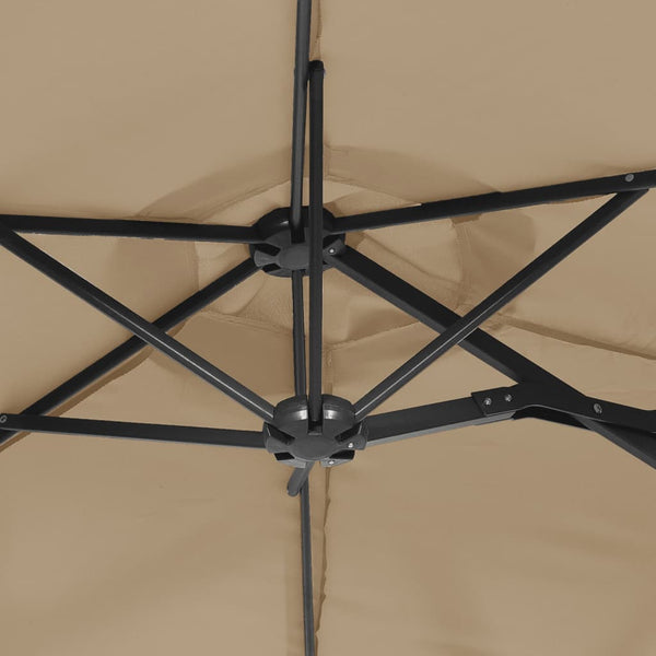 Doppel Sonnenschirm mit LED Taupe 316x145 cm