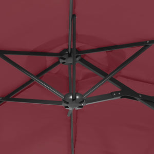 Doppel Sonnenschirm mit LED Bordeauxrot 316x145 cm
