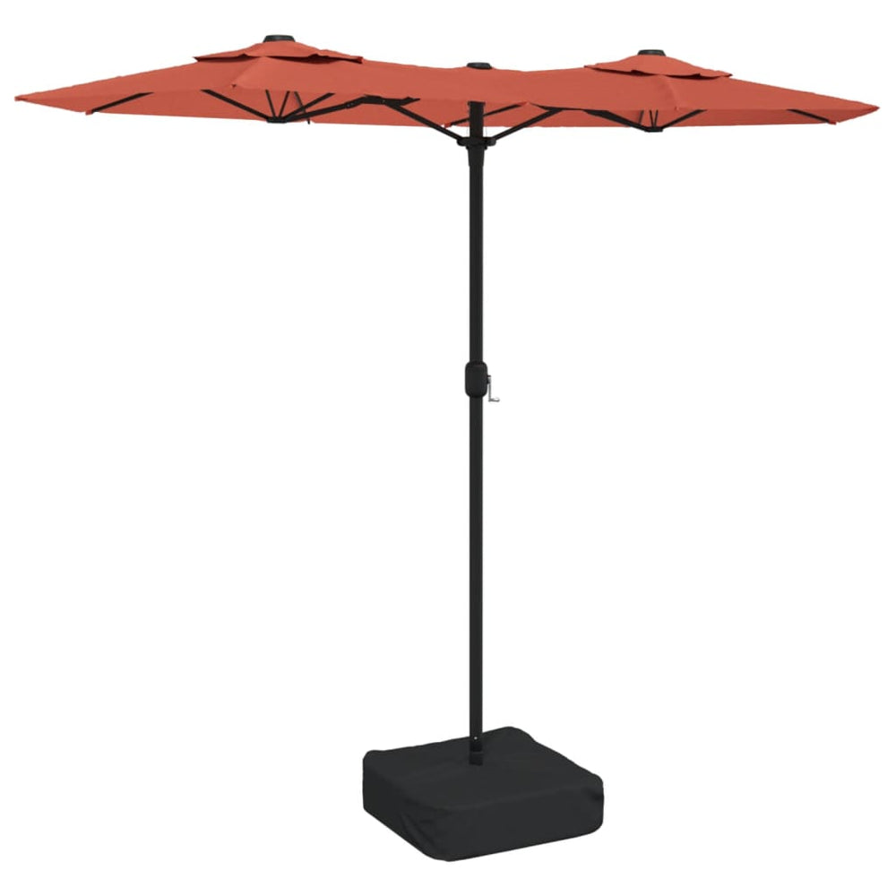 Doppel-Sonnenschirm mit LED Terrakottarot 316x145 cm