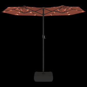 Doppel-Sonnenschirm mit LED Terrakottarot 316x145 cm