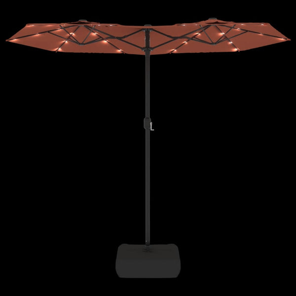 Doppel-Sonnenschirm mit LED Terrakottarot 316x145 cm