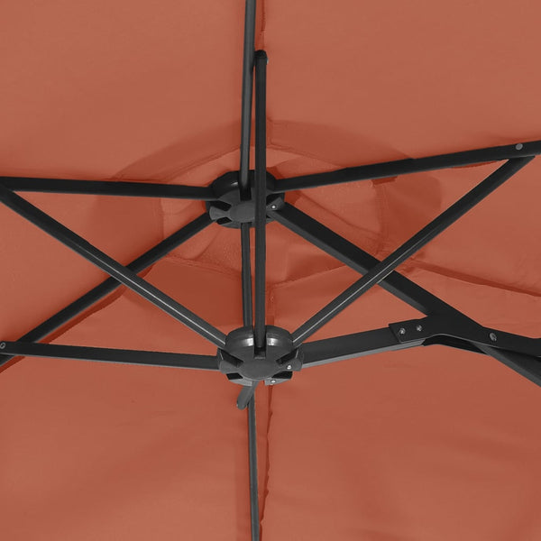 Doppel-Sonnenschirm mit LED Terrakottarot 316x145 cm
