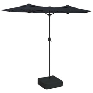 Doppel Sonnenschirm mit LED Schwarz 316x145 cm