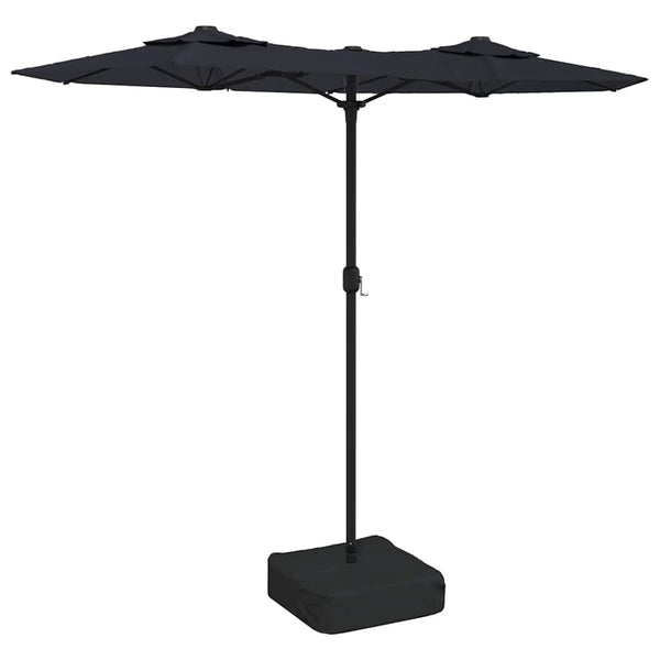 Doppel Sonnenschirm mit LED Schwarz 316x145 cm