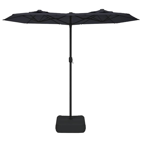 Doppel Sonnenschirm mit LED Schwarz 316x145 cm